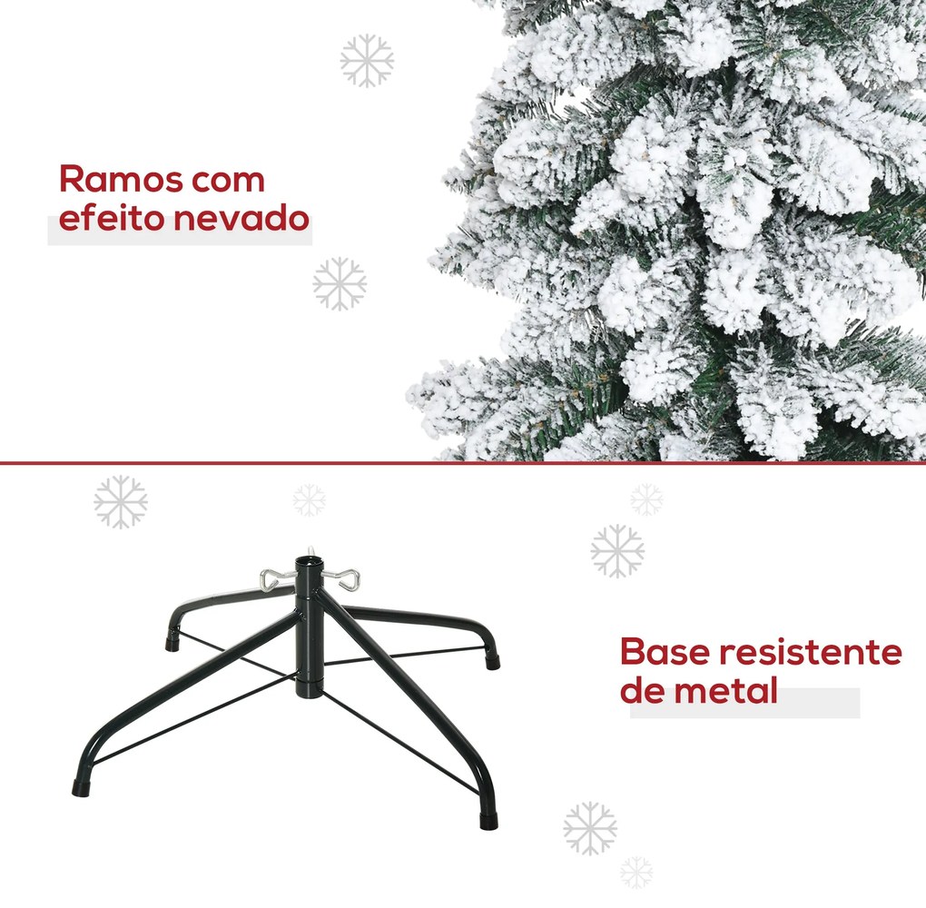 HOMCOM Árvore de Natal Artificial 210cm com Neve Ignífugo com 490 Ramo