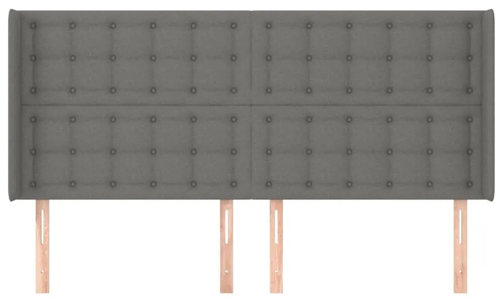 Cabeceira cama c/ abas tecido 203x16x118/128 cm cinzento-escuro