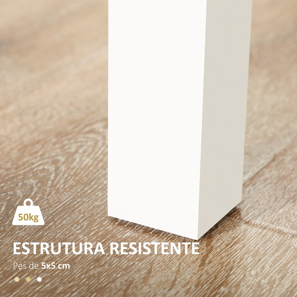 Mesa de Sala de Jantar de Madeira Retangular para 4-6 Pessoas Estilo Moderno 119x70x76 cm Carvalho e Branco
