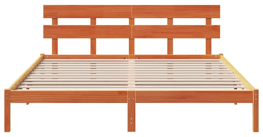 Estrado de Cama com Cabeceira Castanha de Cera 180x200 cm Madeira de P