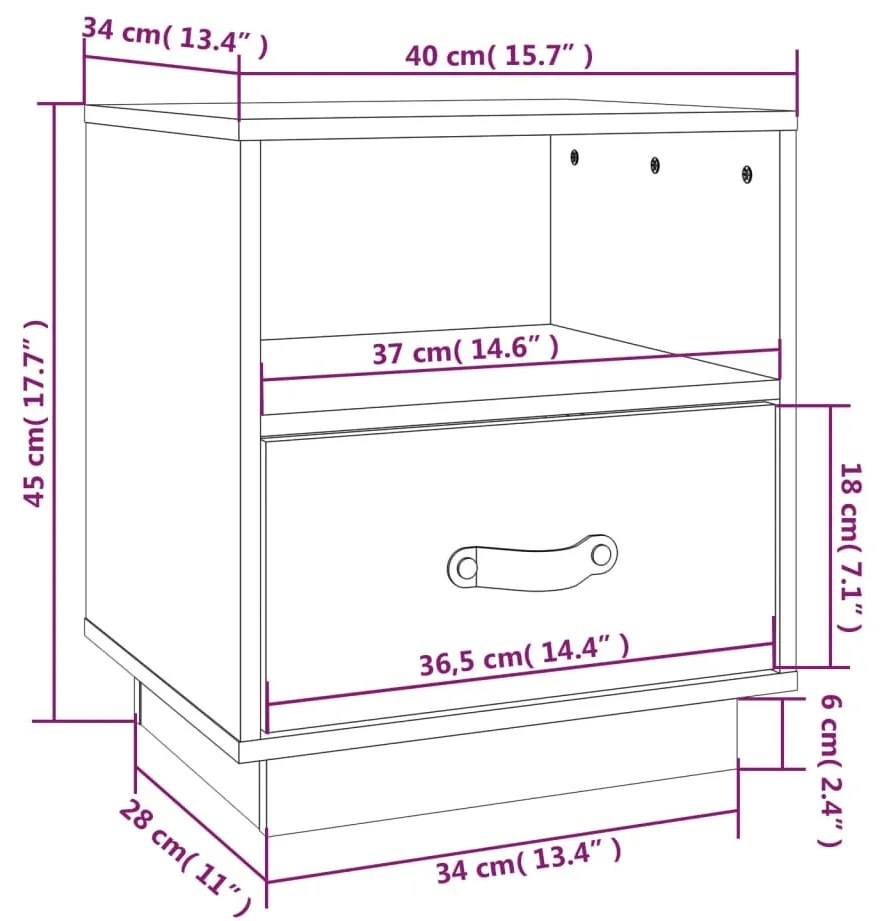 Mesas de cabeceira 2 pcs 40x34x45 cm pinho maciço castanho mel