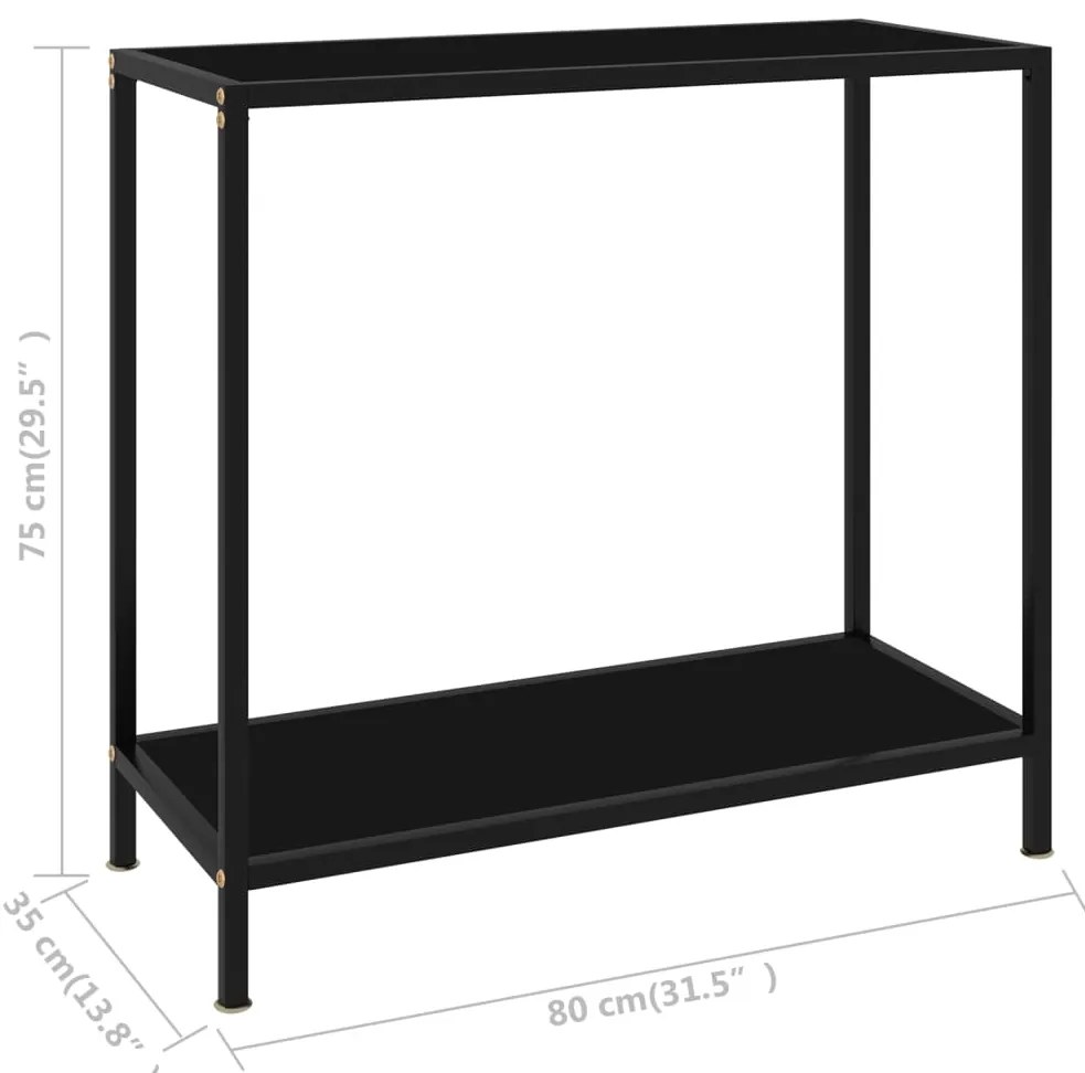 Mesa consola 80x35x75 cm vidro temperado preto