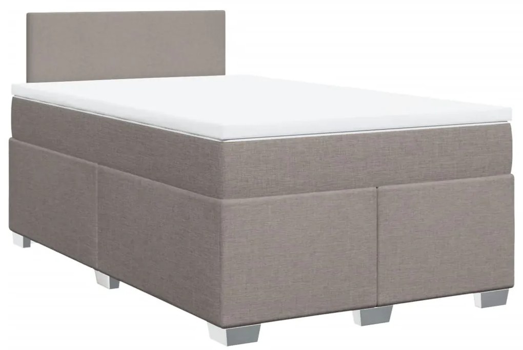 Cama boxspring c/ colchão 120x190cm tecido castanho-acinzentado