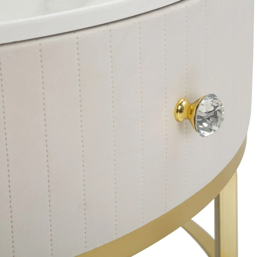 MESA DE CENTRO MONTPELLIER Ø 75X36 CM CREME, DOURADO, BRANCO