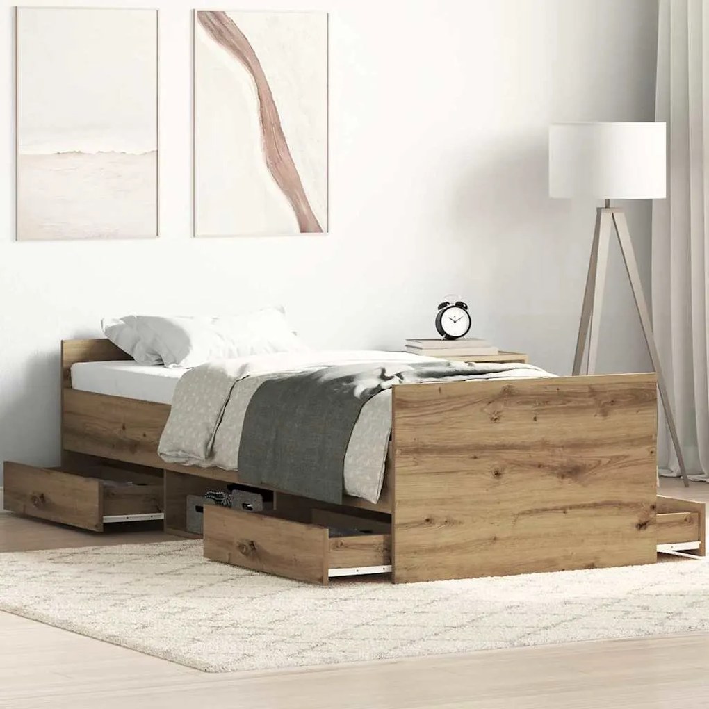Estrutura de Cama sem Colchão Carvalho Artesão 75x190 cm Madeira Engen