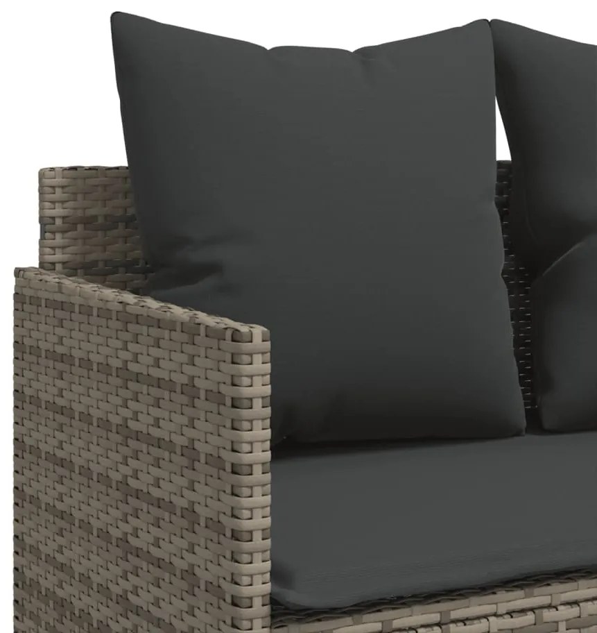 5 pcs conjunto sofás de jardim c/ almofadões vime PE cinzento