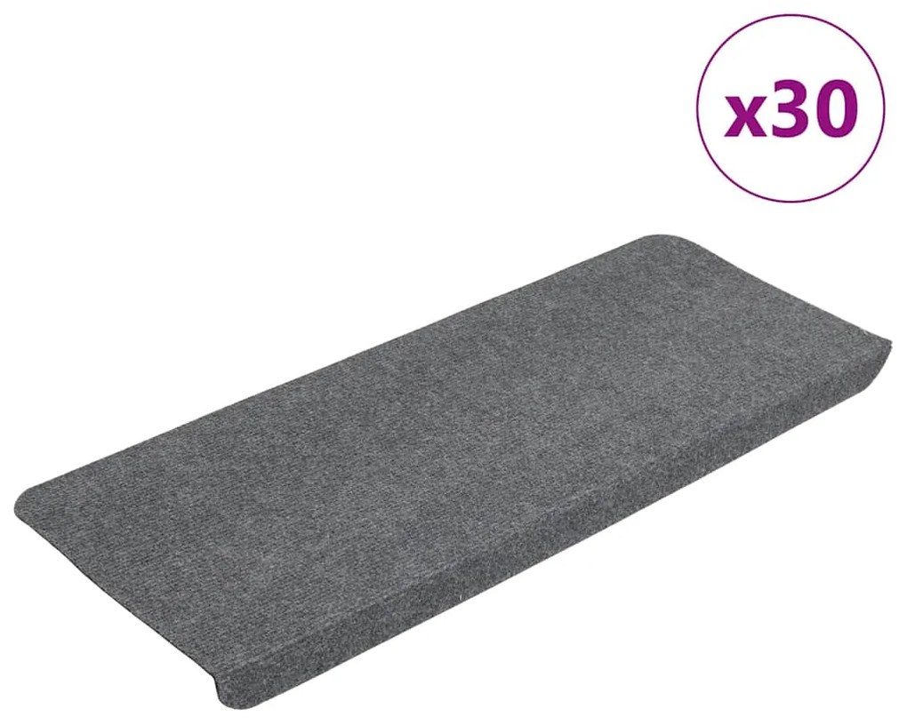 Tapetes de escada adesivos 30 pcs 65x24,5x3,5 cm cinzento