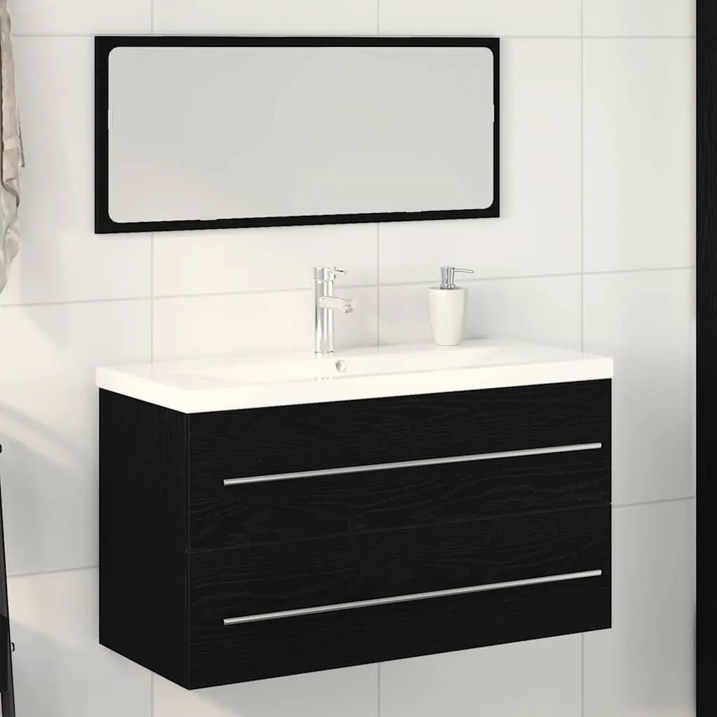 vidaXL Gabinete com pia 3 pcs Carvalho preto 90 x 38.5 x 48 cm