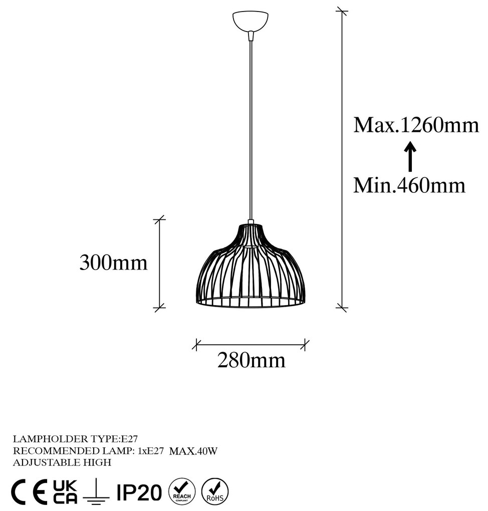 Candeeiro Chandelier Kozan – Ouro Brilhante – 28 x 28 x 126 cm