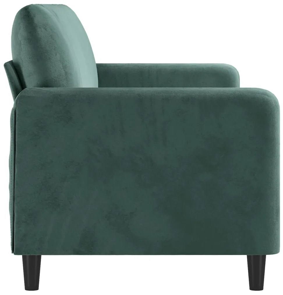 Sofá de 3 lugares 180 cm veludo verde-escuro