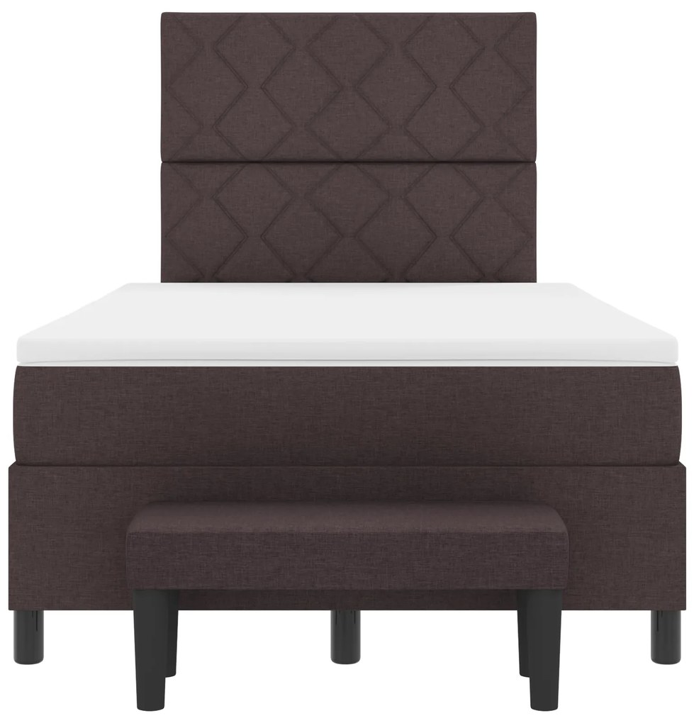 Cama Box com Colchão e Banco Castanho Escuro 120x200 cm Tecido