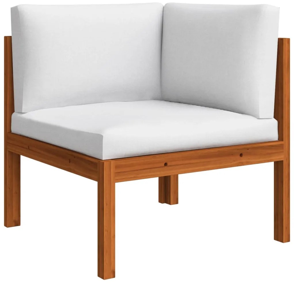 5 pcs conjunto lounge jardim c/ almofadões acácia maciça creme