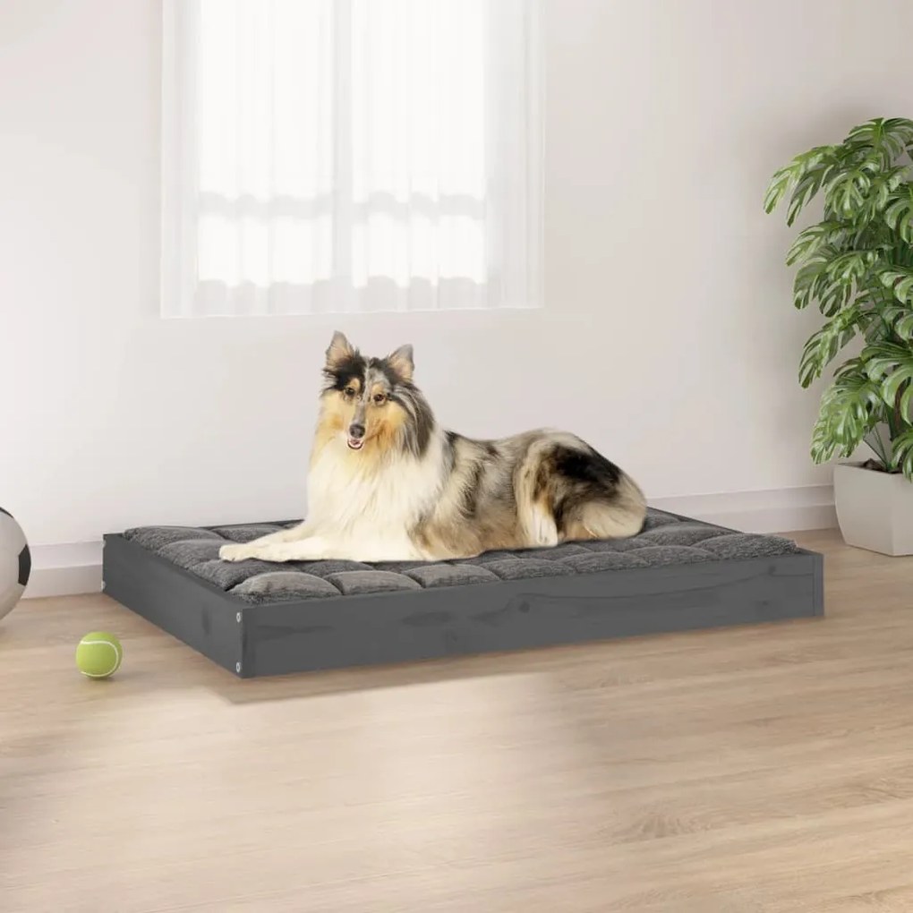 820863 vidaXL Cama para cães 91,5x64x9 cm madeira de pinho maciça cinza