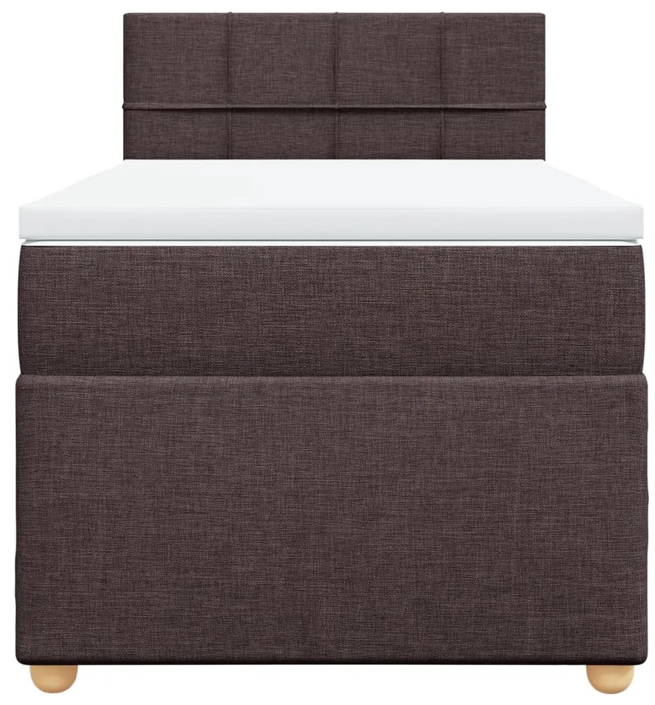 Cama com molas/colchão 100x200 cm tecido castanho-escuro