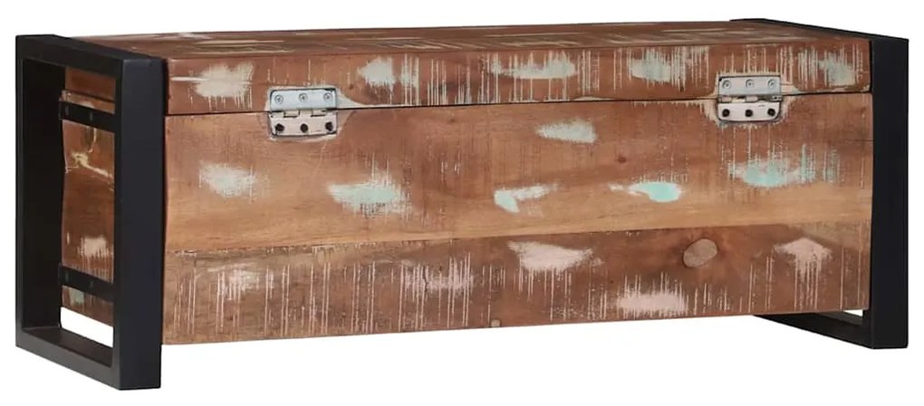 Baús de Armazenamento vidaXL 80x30x30cm Madeira Recuperada Sólida e Me