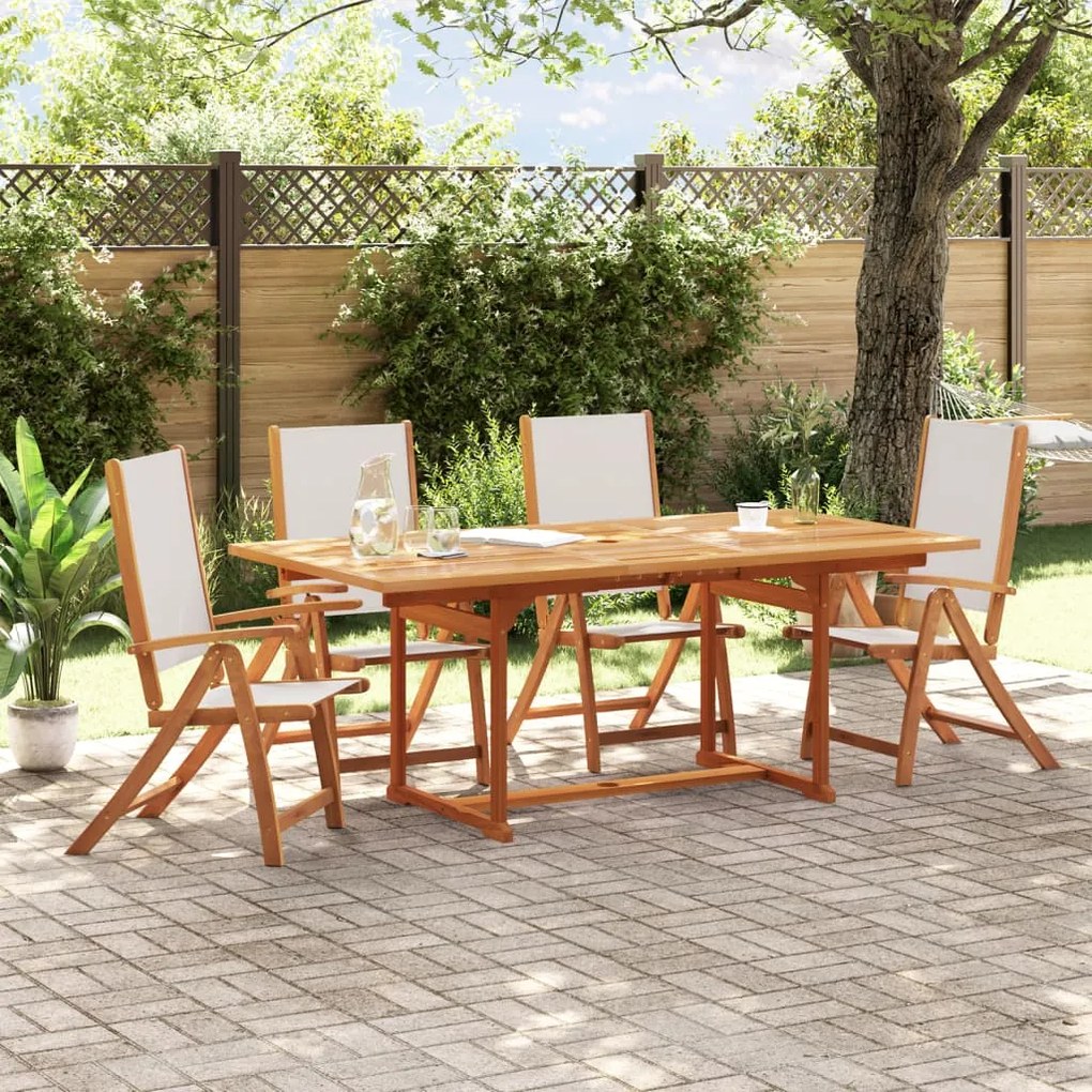 vidaXL 5 pcs conjunto de jantar para jardim acácia maciça e textilene