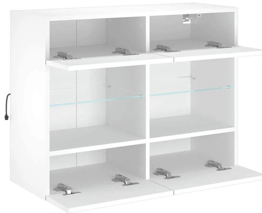 Móvel de parede para TV com luzes LED 78,5x30x60,5 cm branco