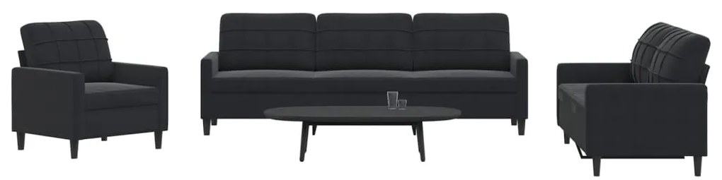 4 pcs conjunto de sofás com almofadões veludo preto