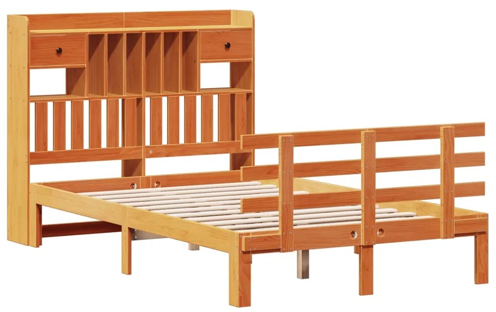 Cama com estante sem colchão 135x190 cm pinho maciço