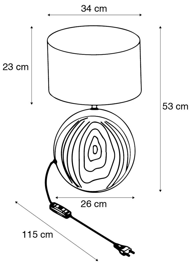 Candeeiro de mesa de campo bege com castanho 53 cm - Djo Rústico