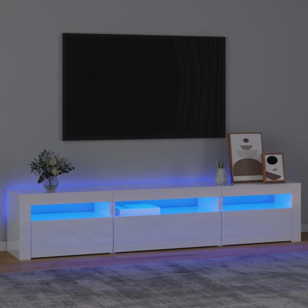 Móvel de TV Sophia com Luzes LED de 195cm - Branco Brilhante - Design