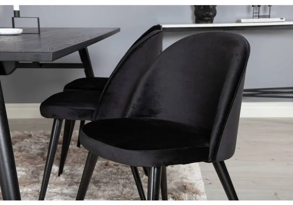 Venture Home Cadeiras de jantar Velvet 2 pcs veludo preto