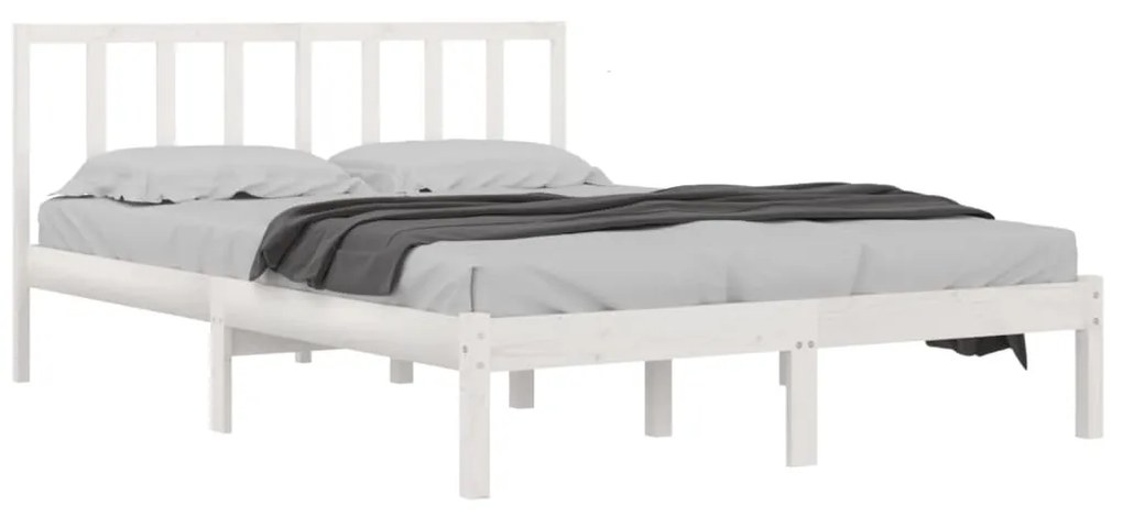 Estrutura de cama dupla pequena 120x190cm pinho maciço branco