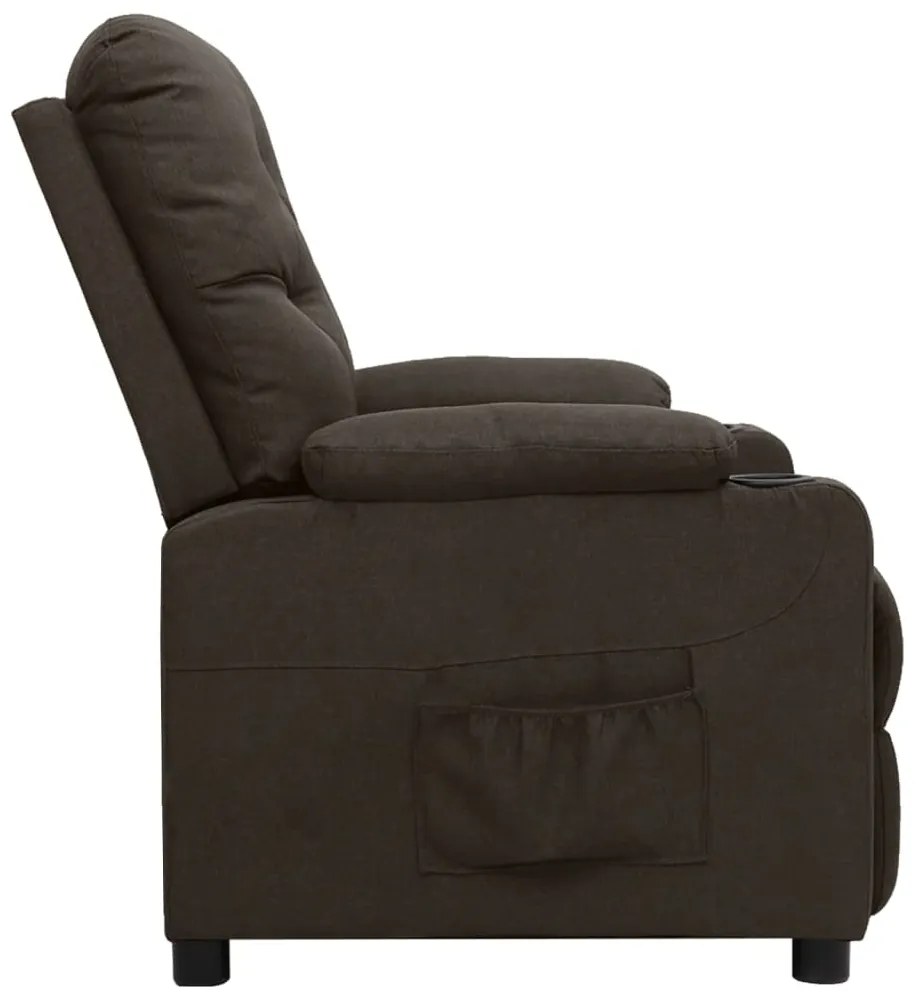 Poltrona elevatória tecido castanho-escuro