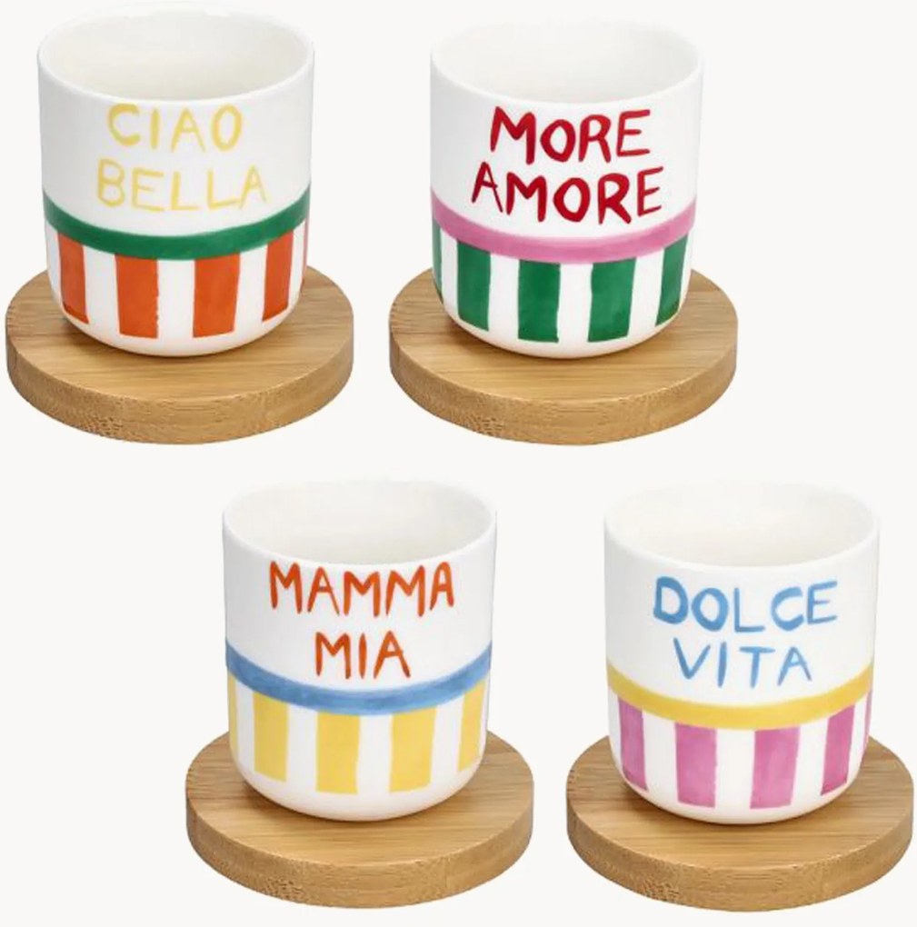 Chávenas de café em porcelana New Bone China Viva L'Italia com pires