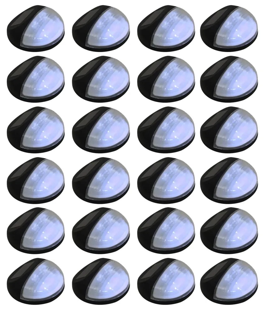 vidaXL Candeeiro de parede solar LED de exterior 24 pcs preto redondo