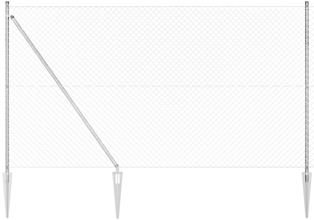 vidaXL Cerca de Cadeado com 7 Postes de Ponta 1.5x10 m Aço Galvanizado