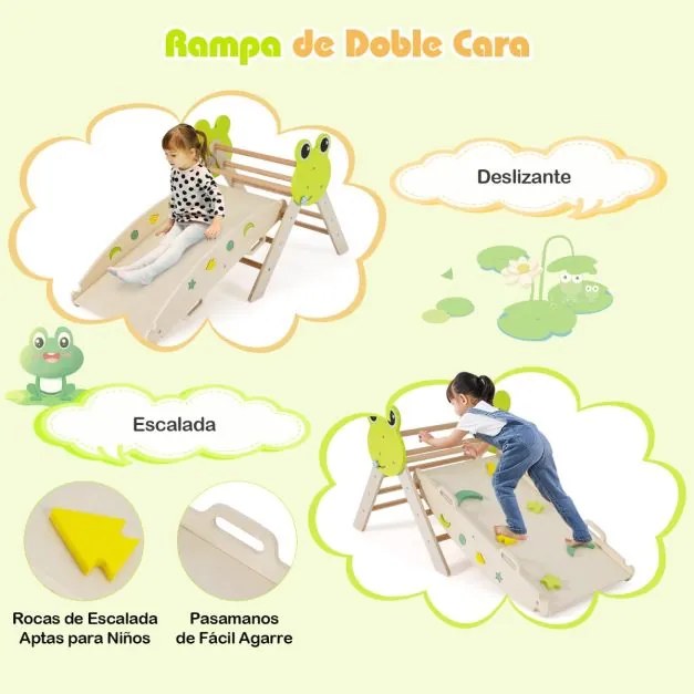 Conjunto triangular 7 em 1 de escalada para crianças pequenas com rampa, escada e arco Conjunto Montessori em madeira Natural