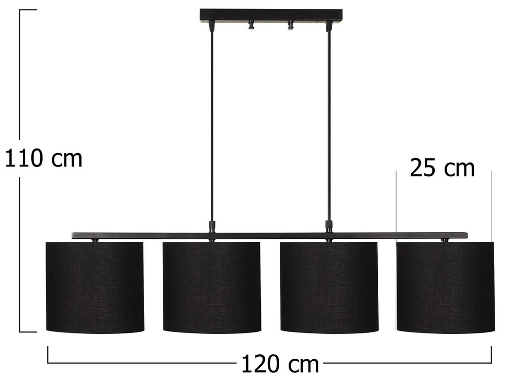 Candeeiro de Teto Valiz – Preto – 110 x 25 cm
