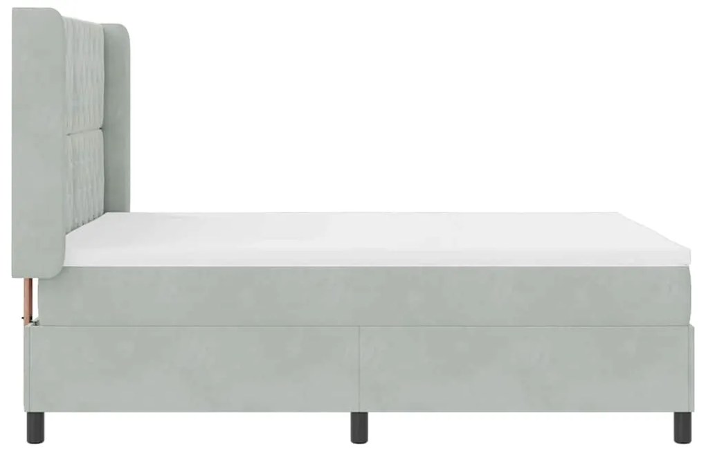 Cama Box Spring vidaXL com Colchão e Luz LED Cinza Claro 140x190 cm Ve