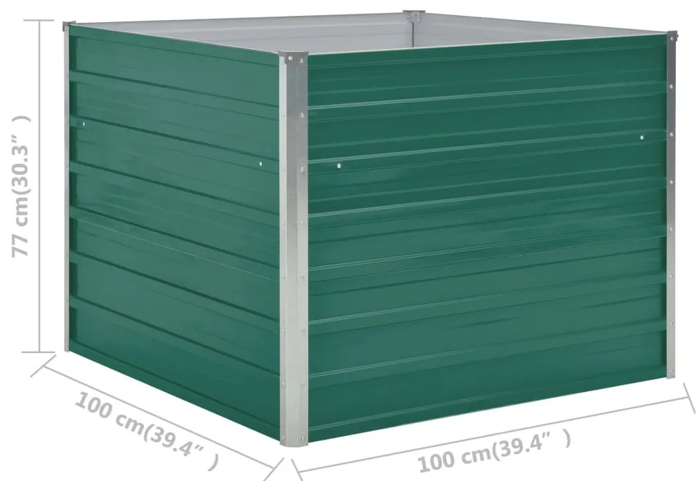 Canteiro jardim elevado 100x100x77cm aço galvanizado verde