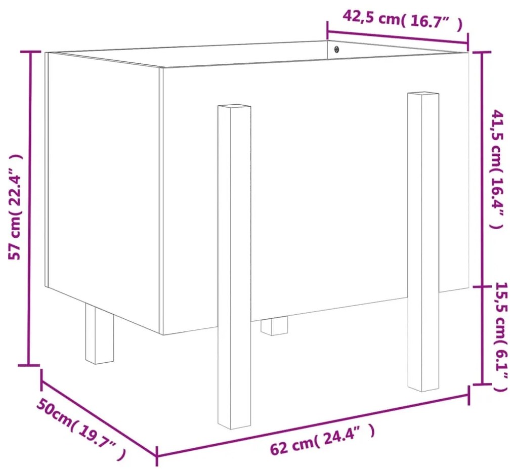 Vaso/floreira de jardim 62x50x57 cm pinho maciço preto