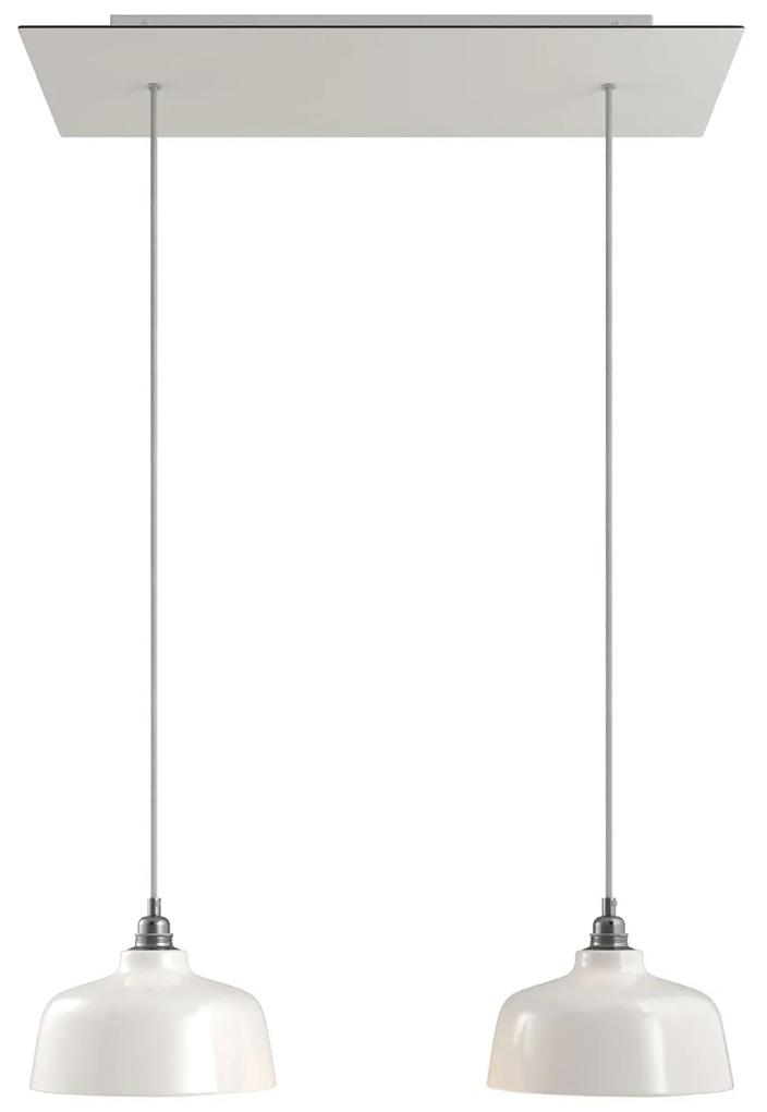 Luminária pendente para 2 luzes com 675 mm retangular XXL Rose-One, apresentando com cabo de tecido e abajur Coppa - Dibond Bianco opaco Não