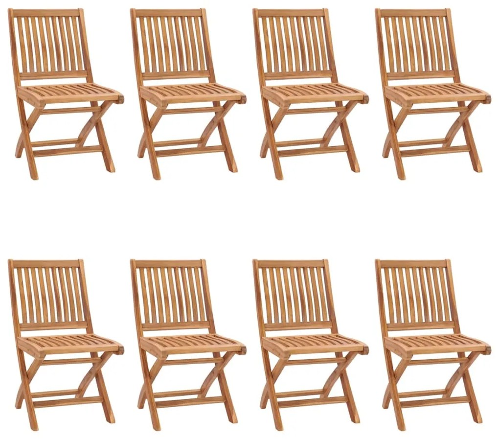 Cadeiras de jardim dobráveis c/ almofadões 8 pcs teca maciça