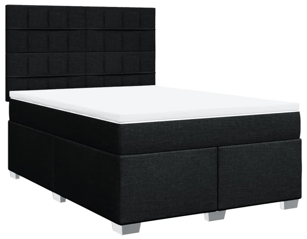 Cama com molas/colchão 140x190 cm tecido preto