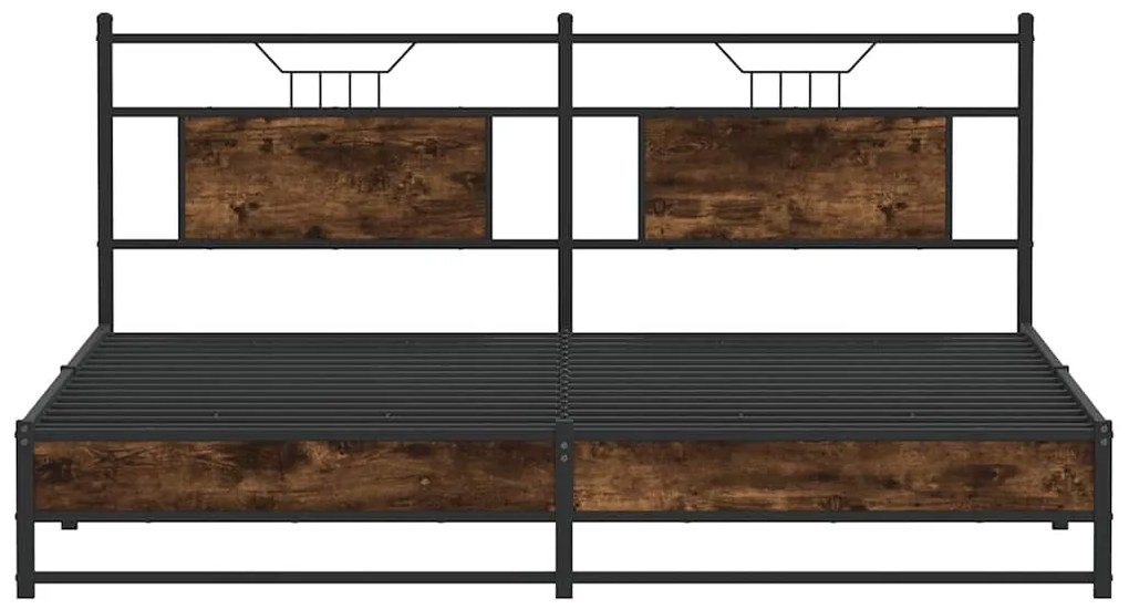 Estrutura de cama sem colchão 180x200cm metal carvalho fumado