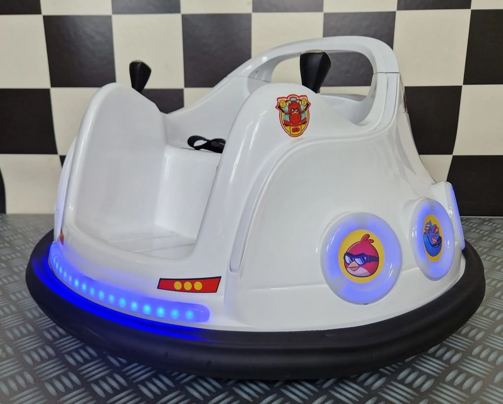 Carrinho de choques eletrico para crianças Angry Birds 6 volts Branco