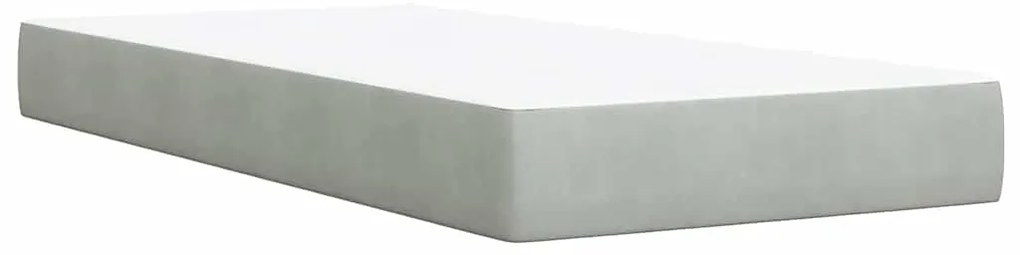 Cama com molas/colchão 100x200 cm veludo cinza-claro