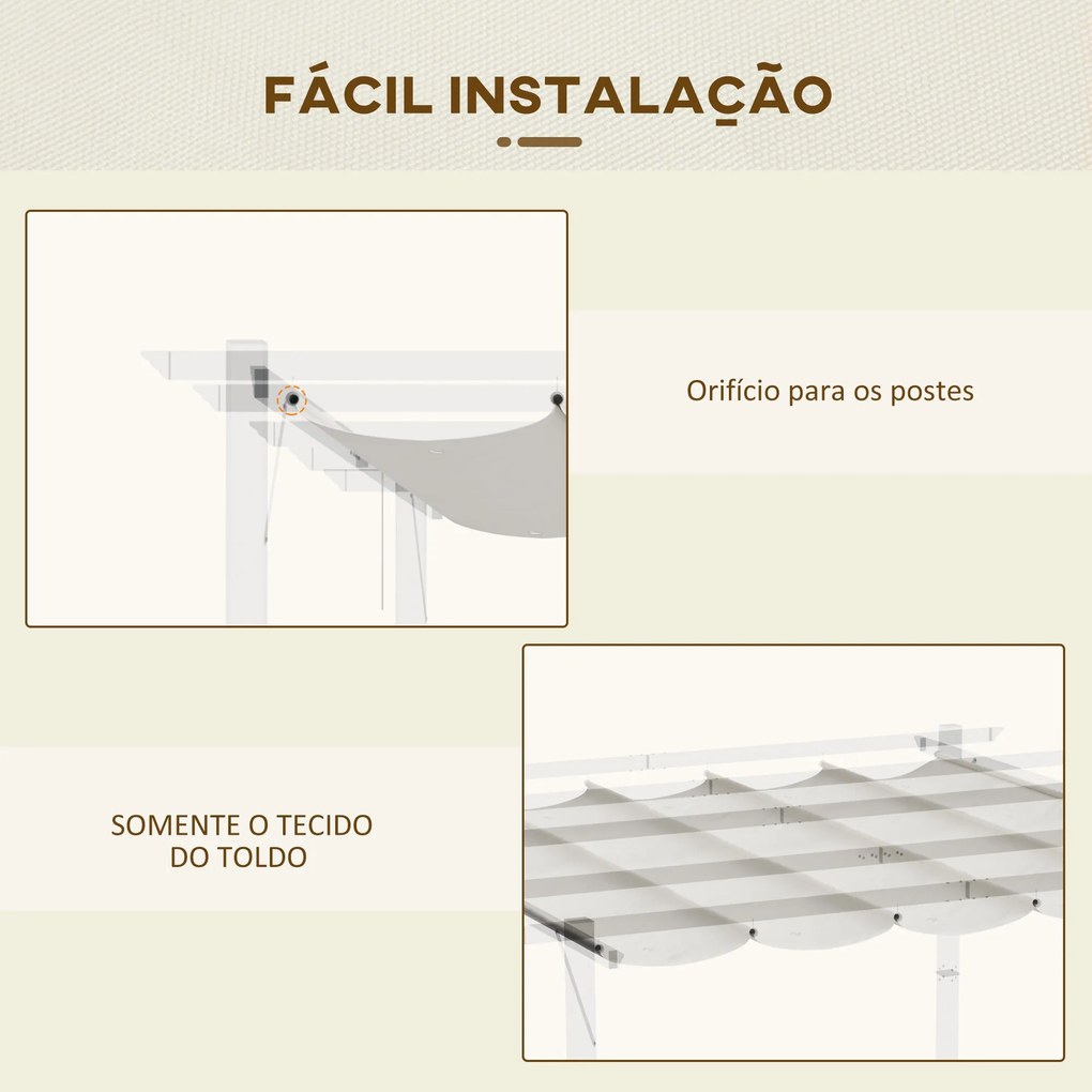 Outsunny Cobertura para Pérgola 2,5x2,55cm Teto de Substituição Retrát