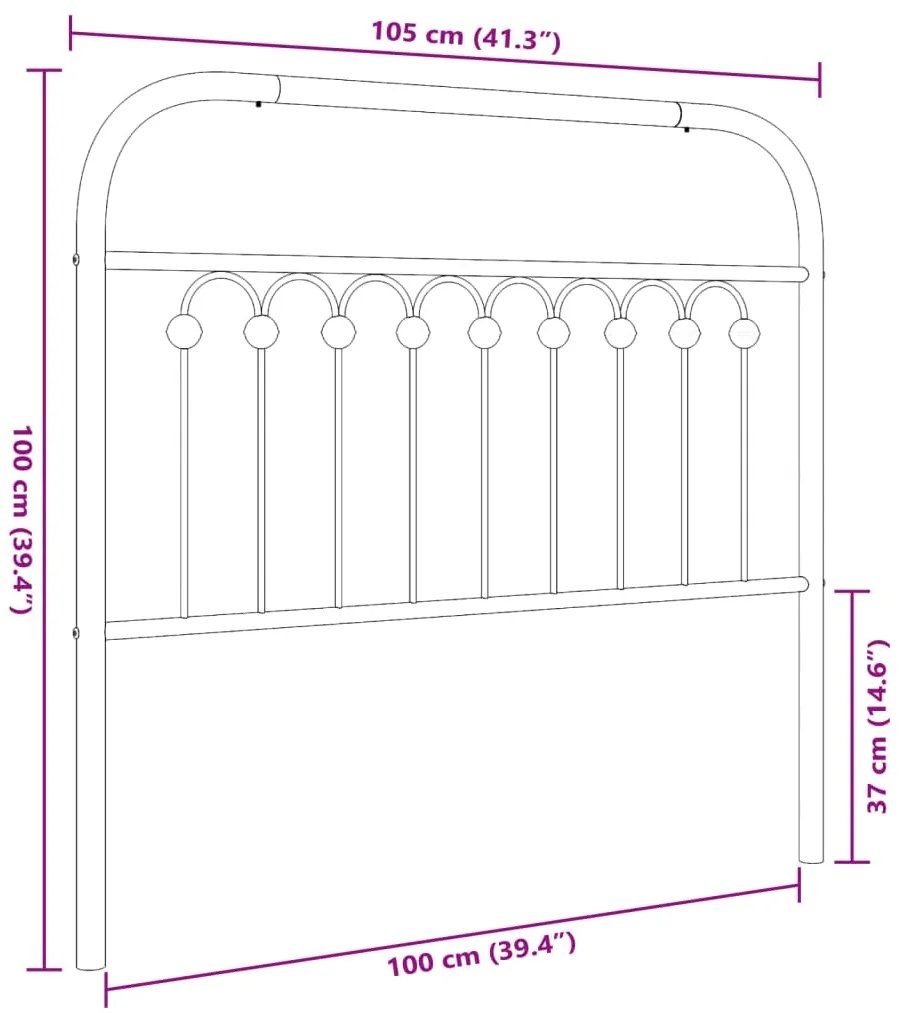 Cabeceira de cama 100 cm metal preto