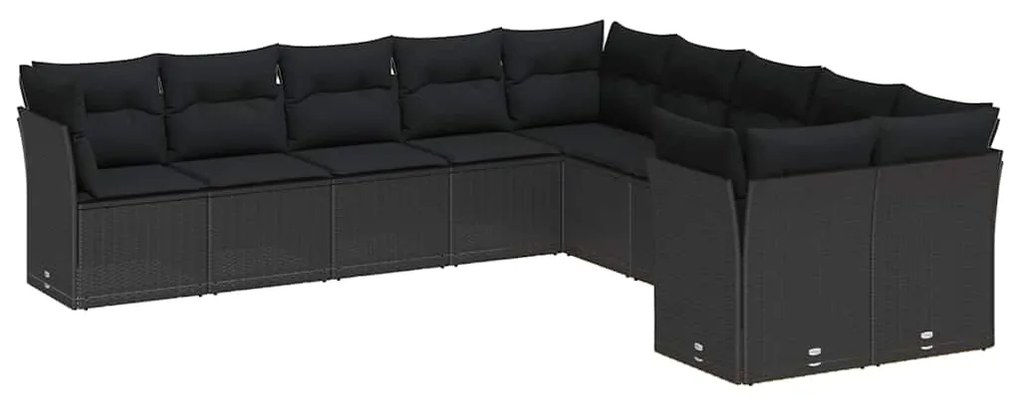 Conjunto de Sofá para Jardim vidaXL 13 Peças com Almofadas Preto Polir