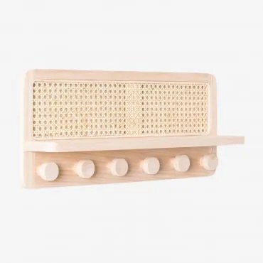 Cabide De Parede Com Prateleira Em Rattan Riley Natural & ↔︎ 60 Cm - Sklum