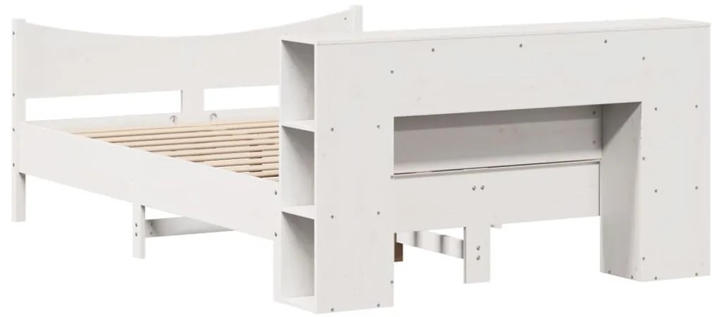 Cama sem colchão 120x200 cm madeira de pinho maciça branco