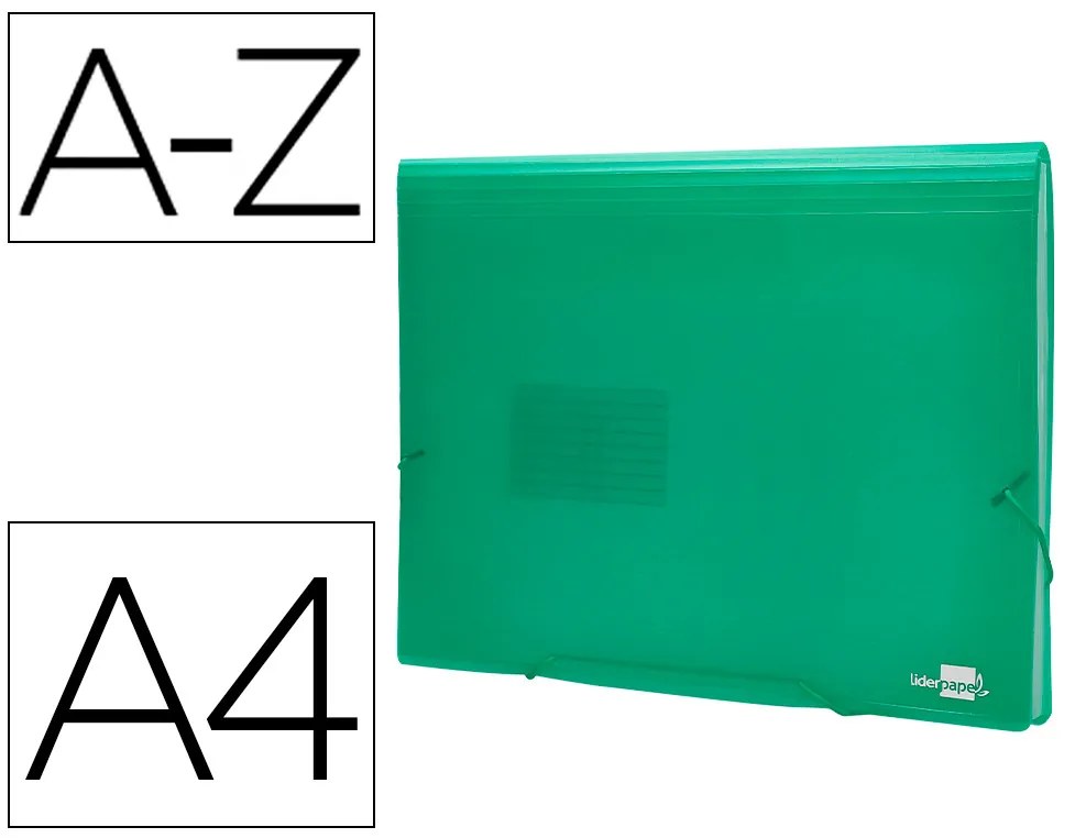 Pasta Classificadora com Fole Din A4 Transparente 13 Departamentos Verde