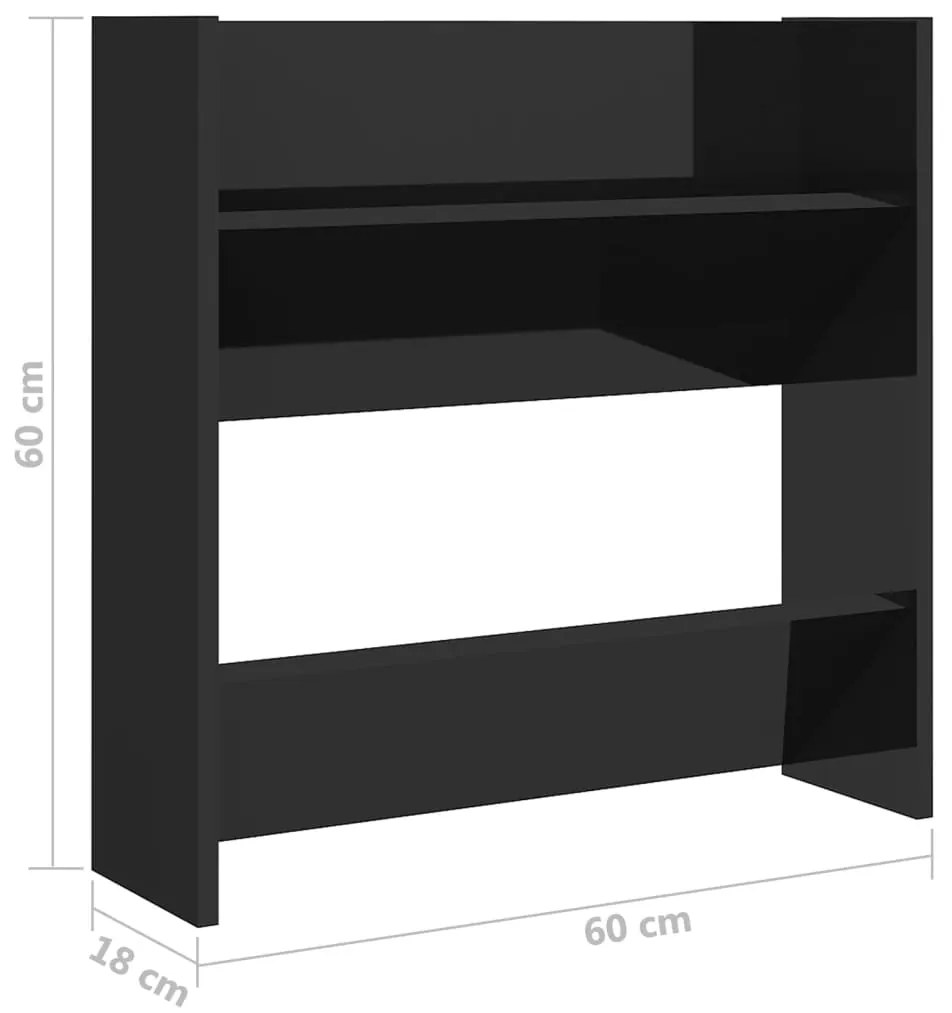 Sapateiras de parede 2pcs derivados de madeira preto brilhante
