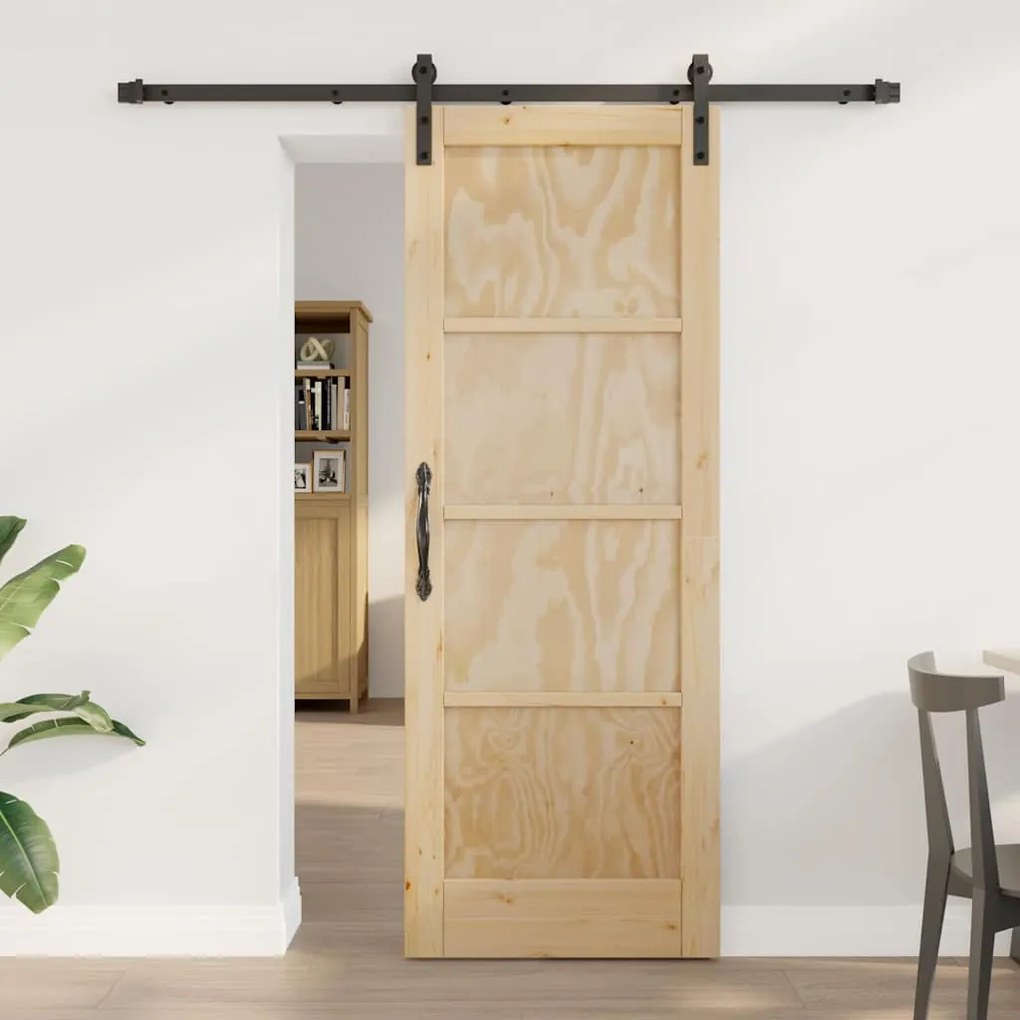 vidaXL Porta Deslizante Manual Natural e preto 73,5 x 198,5 cm